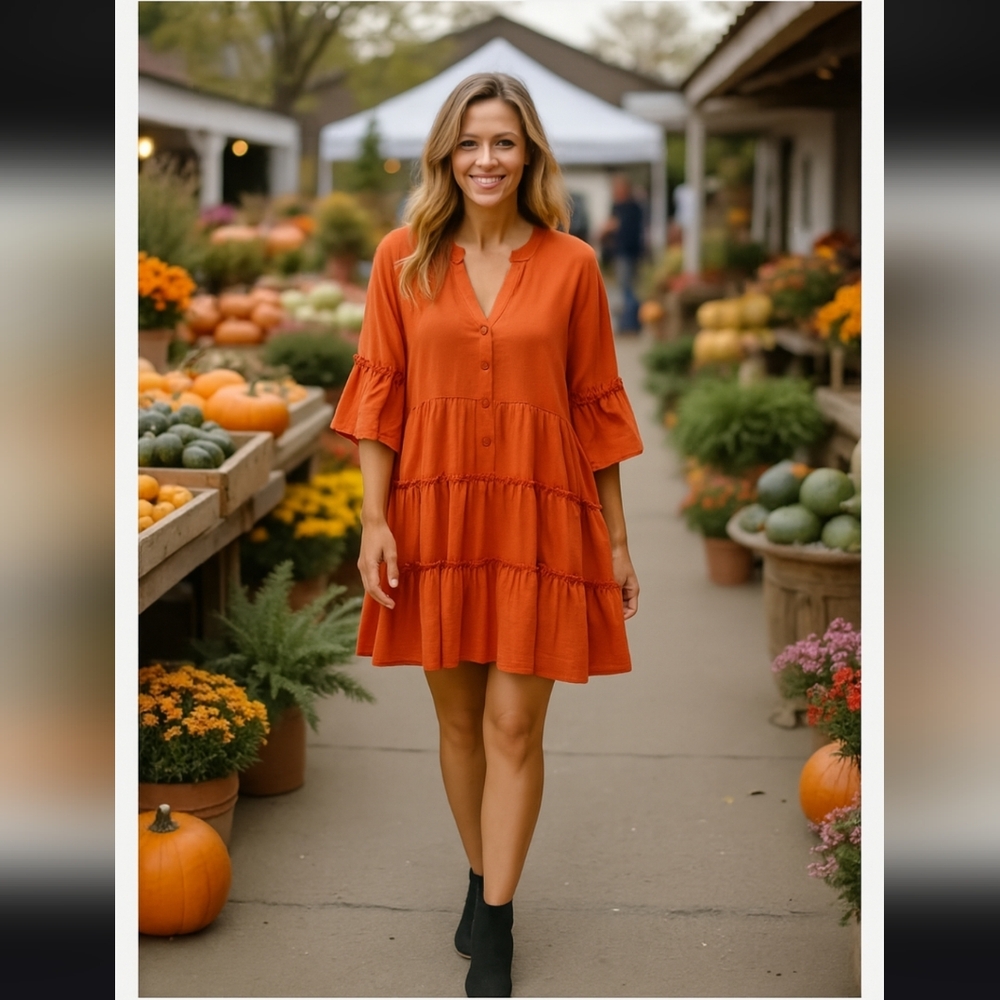 VICI OVERSIZED Ruffle Tiered Babydoll Dress Size XS●